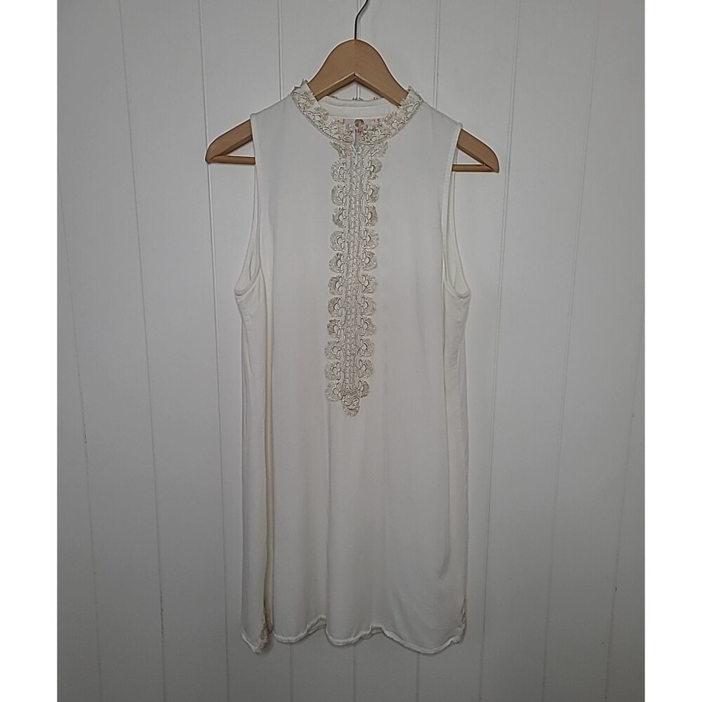 MarleyLilly Dress Womens Size Small White Lace Embroidered Summer Beach *Flaw